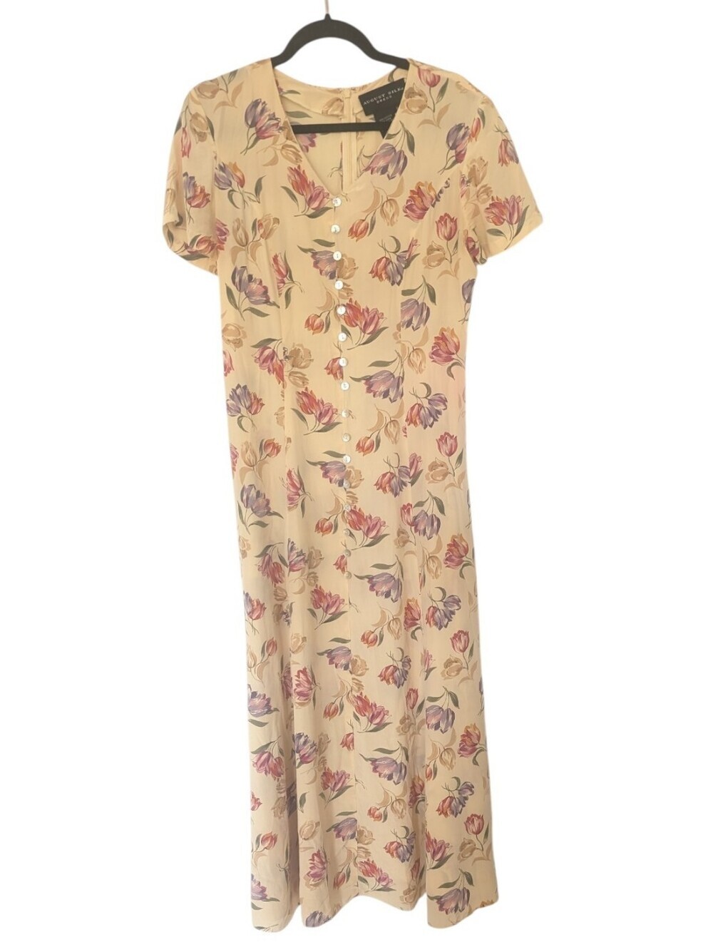 Vintage 90's August Silk 100% Silk Floral Maxi Dress Size 8